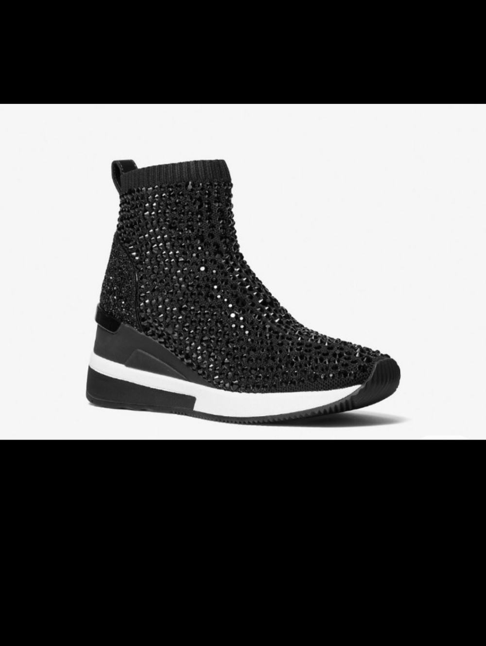 Michael Kors Skyler Crystal Embellished Stretch Knit Sock Sneaker